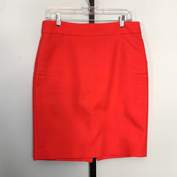 J. Crew Factory Poppy Red Cotton Pencil Skirt Size 8 - Picture 2 of 7